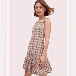 Kate Spade Mainline Plaid Tweed Dress in Peony NWT